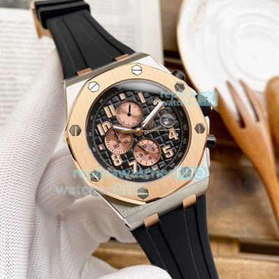 Audemars Piguet Royal Oak Offshore Automatic Replica Watch Black Dial Rose Gold Bezel